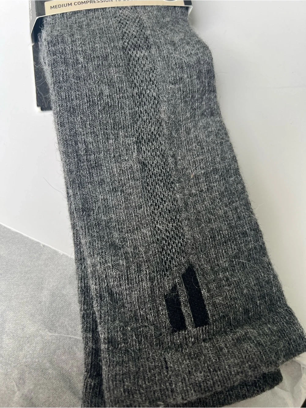 Baby Alpaca Hollow Compression Socks Gray Skiing Performance USA L